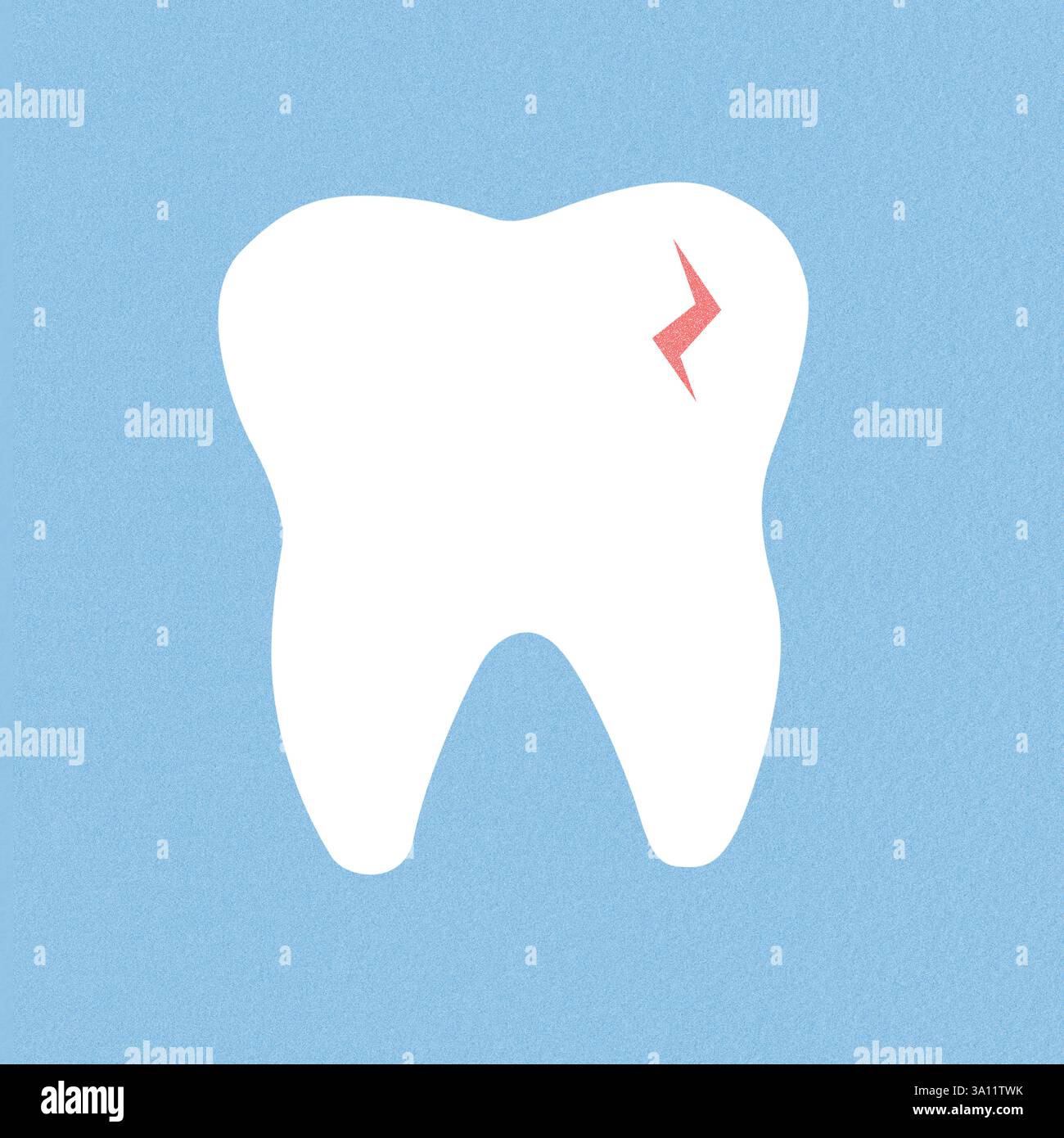 White tooth icon with red crack collage illustration. Grunge and noise ...