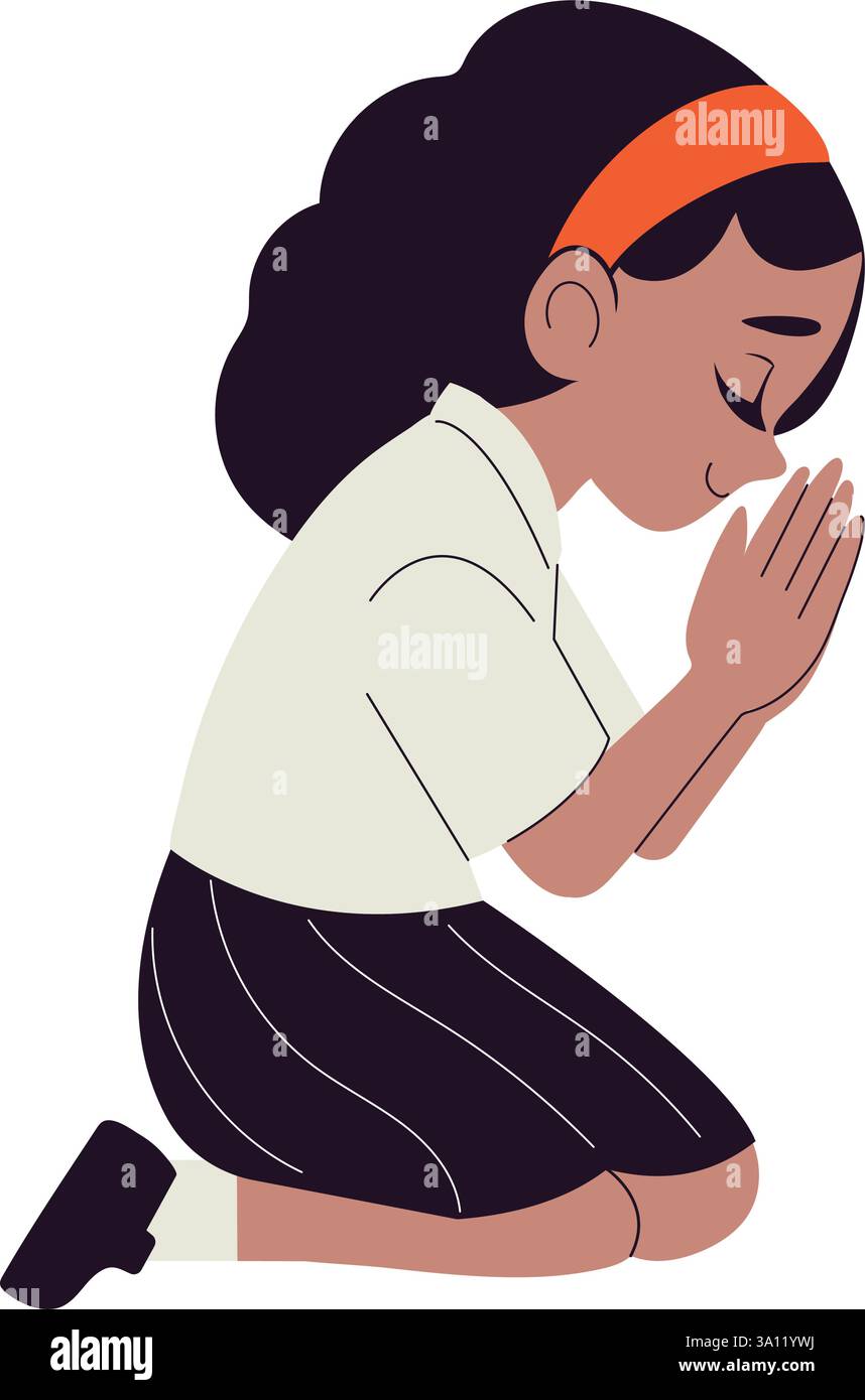 Girl praying on knees hi-res stock photography and images - Alamy