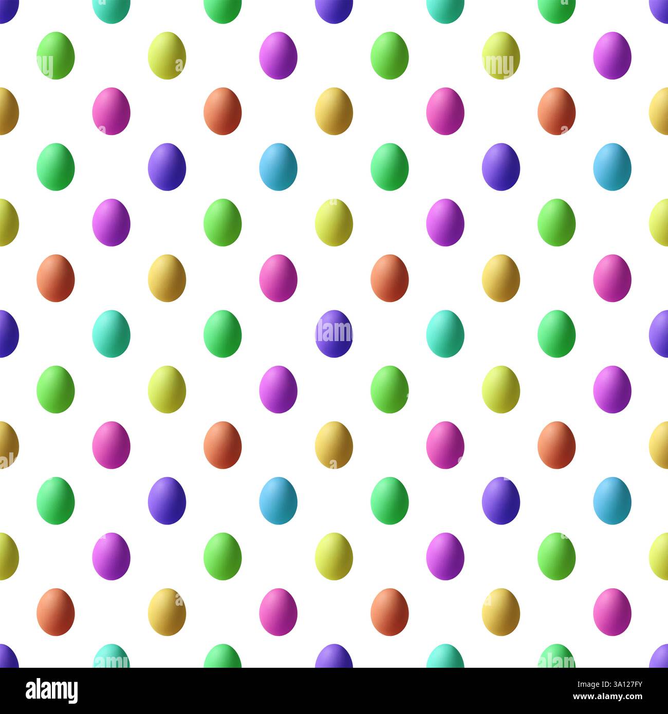 Seamless Rainbow Colored Easter Egg Pattern on white background Stock Photo