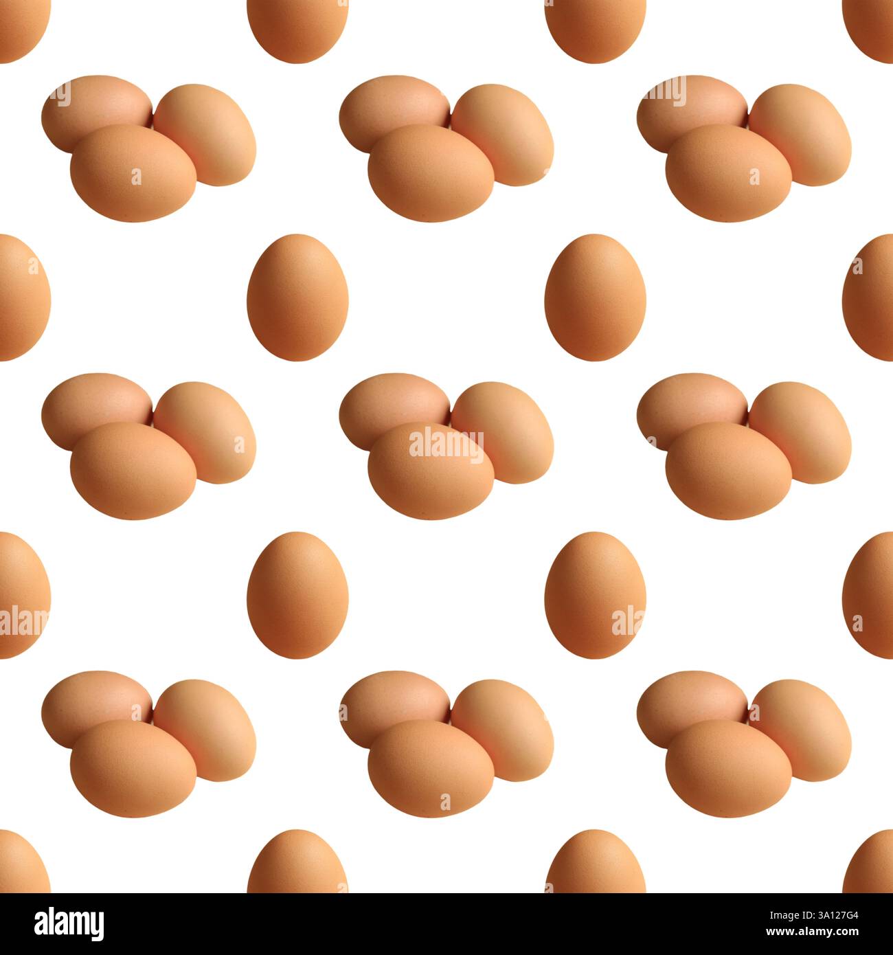 Seamless Pattern of Single with Triple Eggs on white background Stock Photo