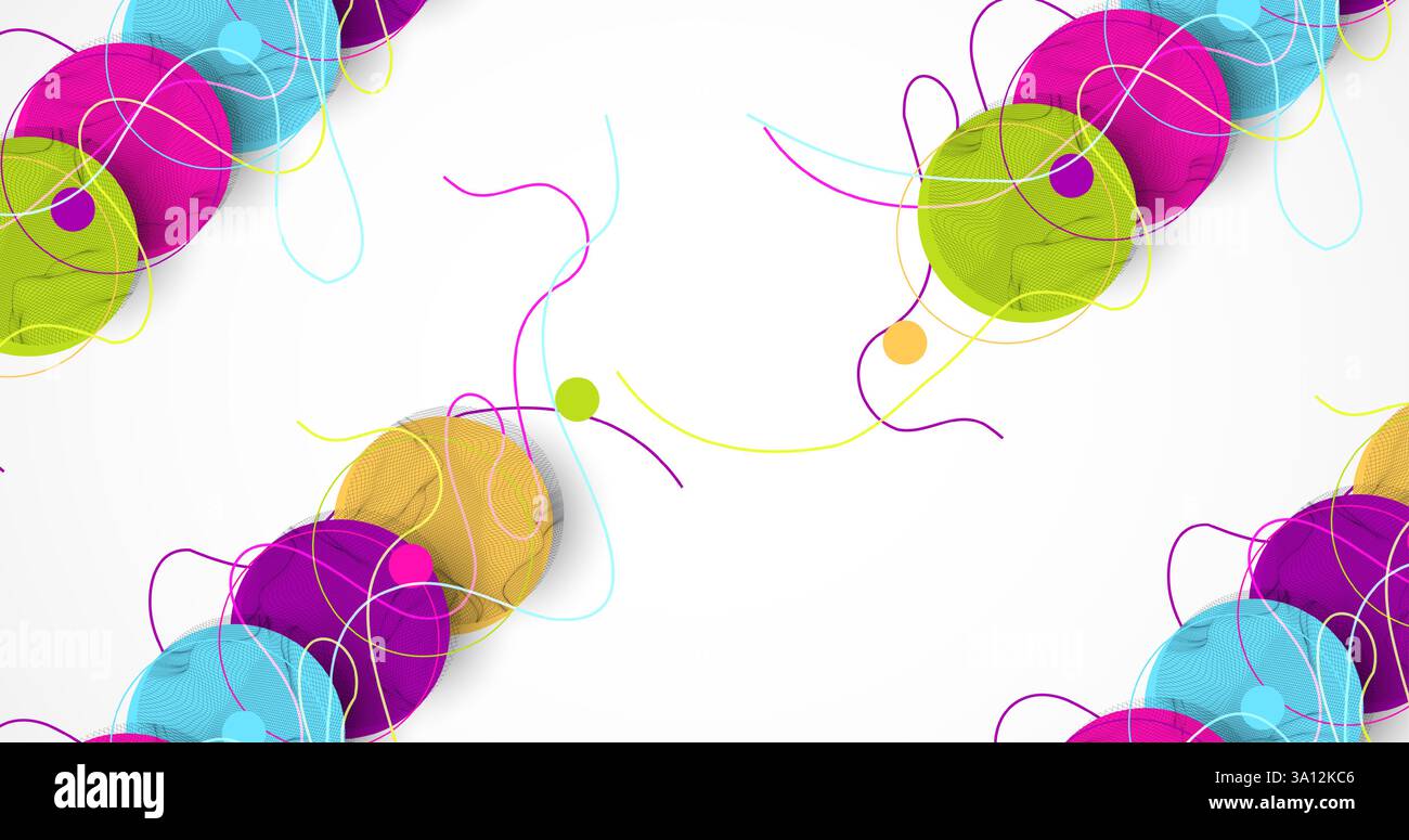 Abstract colored background. Wireframe circles. Modern science or technology art elements. Surface illustration. Vector. Stock Vector