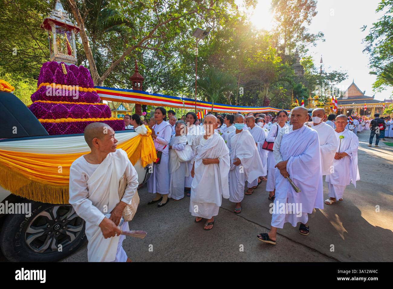 Cambodia, Siem Reap, Meak Bochea Day, tribute to the final sermon given ...