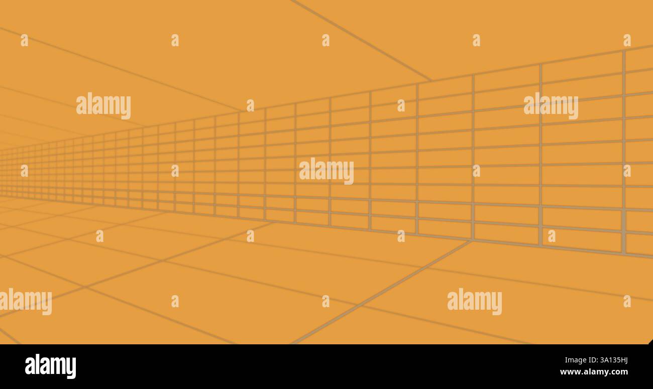 Image of digital tunnel on orange background Stock Photo