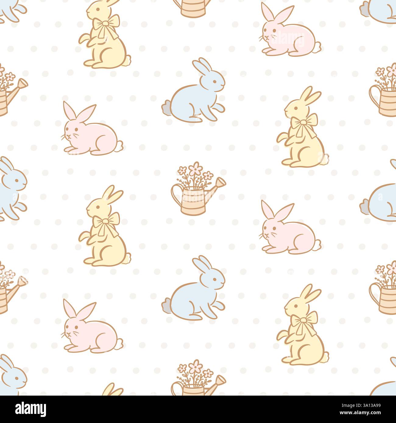 Vector Easter Bunny Seamless Pattern Background Stock Vector