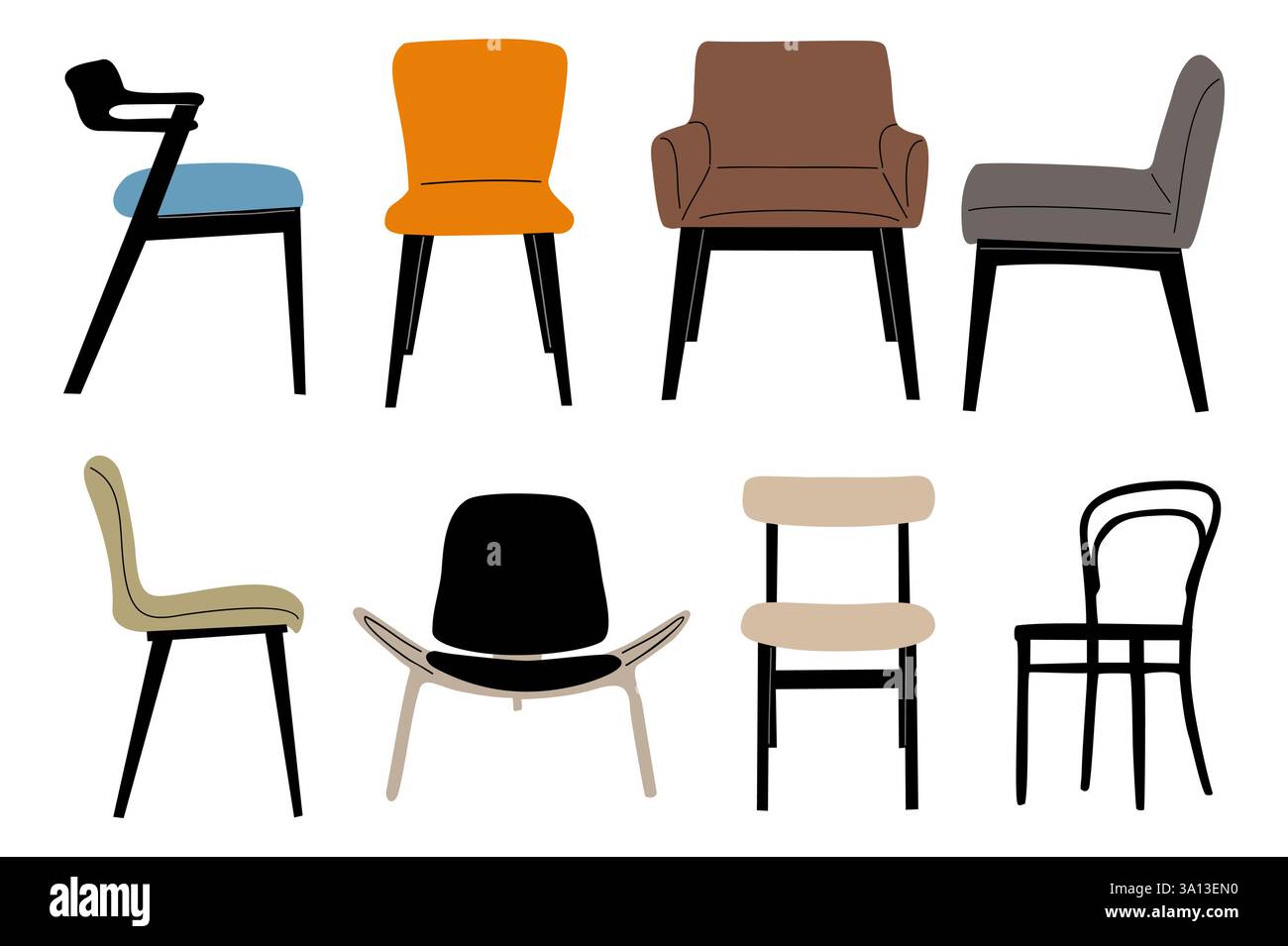 Chair Vector Color Set of chairs with different colors and designs Stock Vector Image ...
