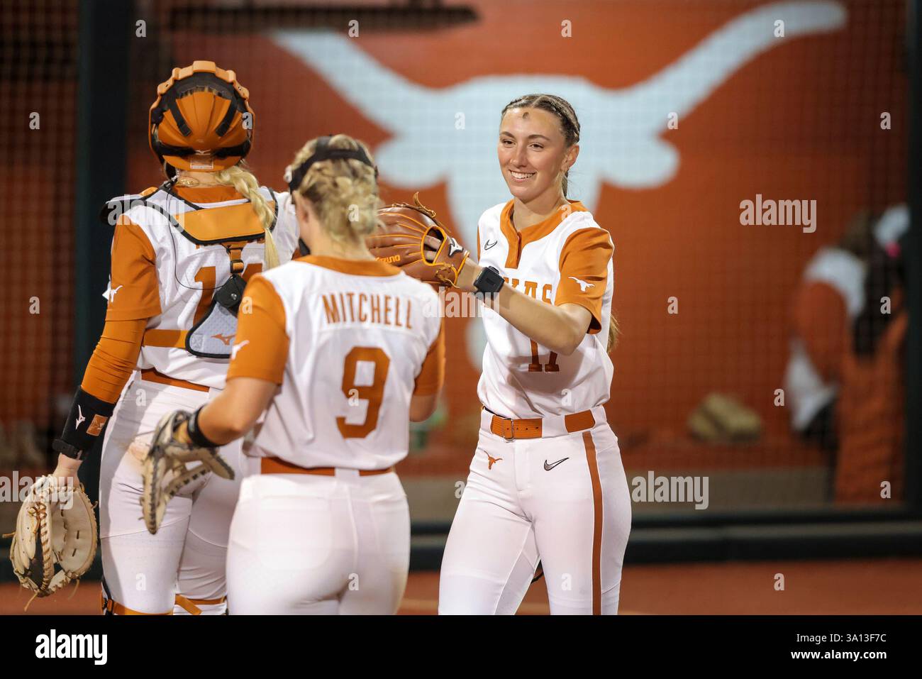 Texas pitcher Teagan Kavan, right, celebrates an out against Baylor ...