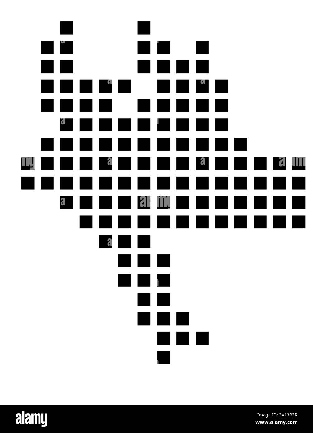 Symbol Map of Bossier City (Louisiana) showing the city with a pattern of just a few black squares Stock Photo