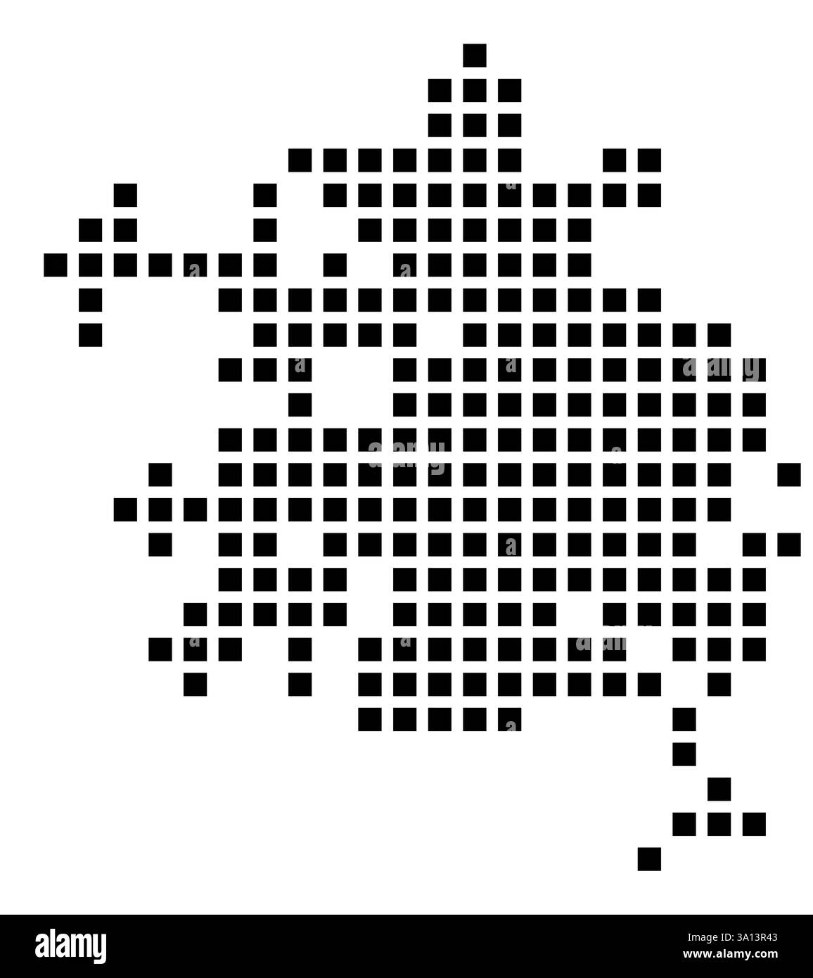 Symbol Map of the City Shreveport (Louisiana) showing the city with a pattern of just a few black squares Stock Photo