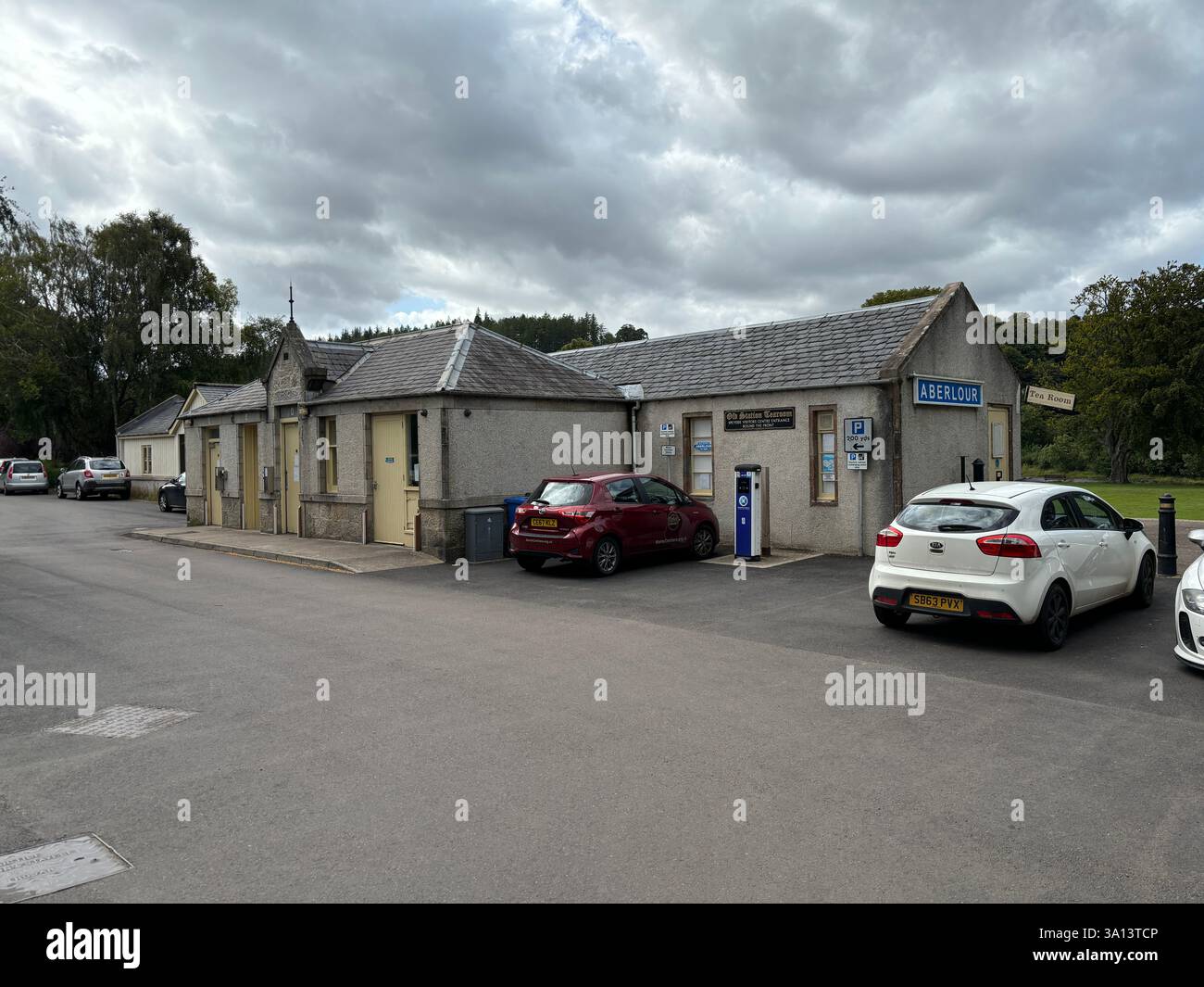 Beautiful Scottish Highland town of Aberlour in Speyside in Scotland. Ancient stone buildings and village views of buildings. Scottish tourist attract - Smartphone Captured Stock Image