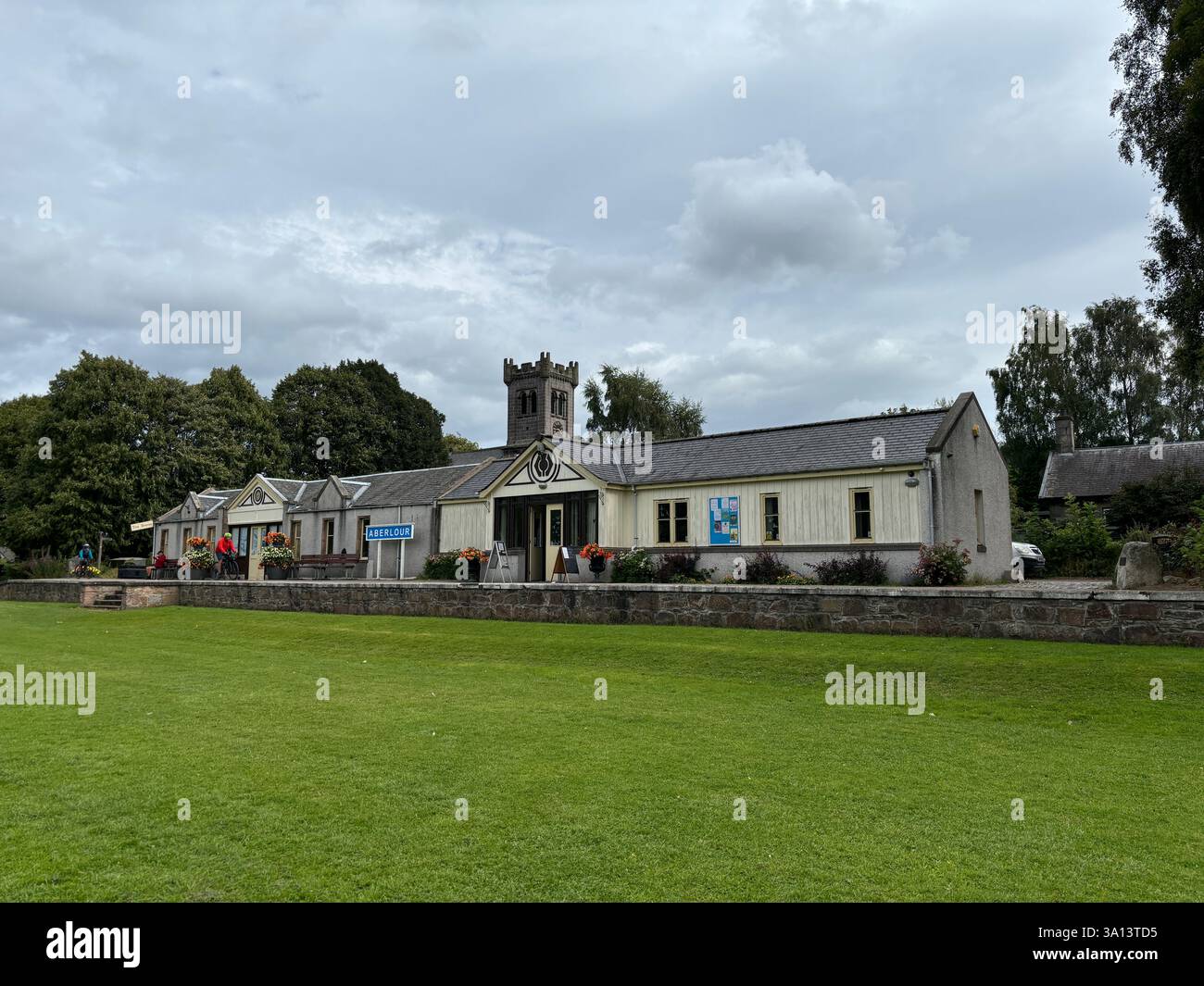 Beautiful Scottish Highland town of Aberlour in Speyside in Scotland. Ancient stone buildings and village views of buildings. Scottish tourist attract - Smartphone Captured Stock Image