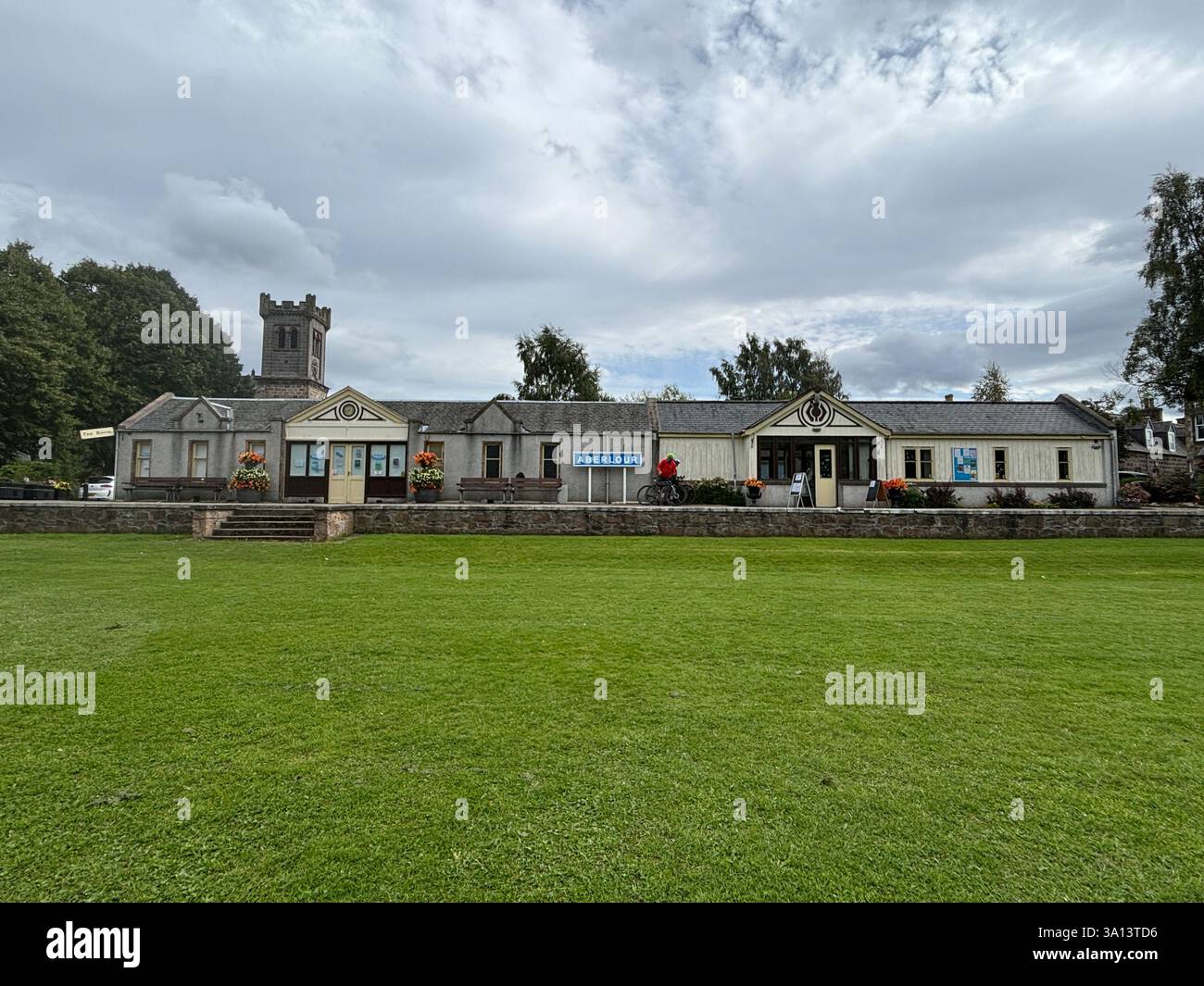 Beautiful Scottish Highland town of Aberlour in Speyside in Scotland. Ancient stone buildings and village views of buildings. Scottish tourist attract - Smartphone Captured Stock Image