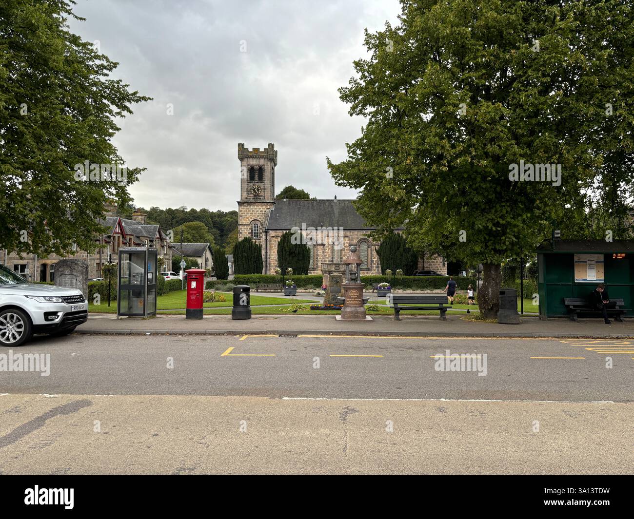 Beautiful Scottish Highland town of Aberlour in Speyside in Scotland. Ancient stone buildings and village views of buildings. Scottish tourist attract - Smartphone Captured Stock Image