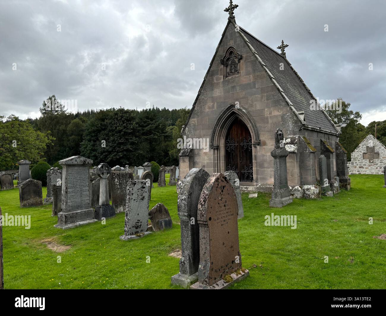 Aberlour Graveyard, Scottish Highlands. Speyside in Scotland. War memorial grave stone - Smartphone Captured Stock Image