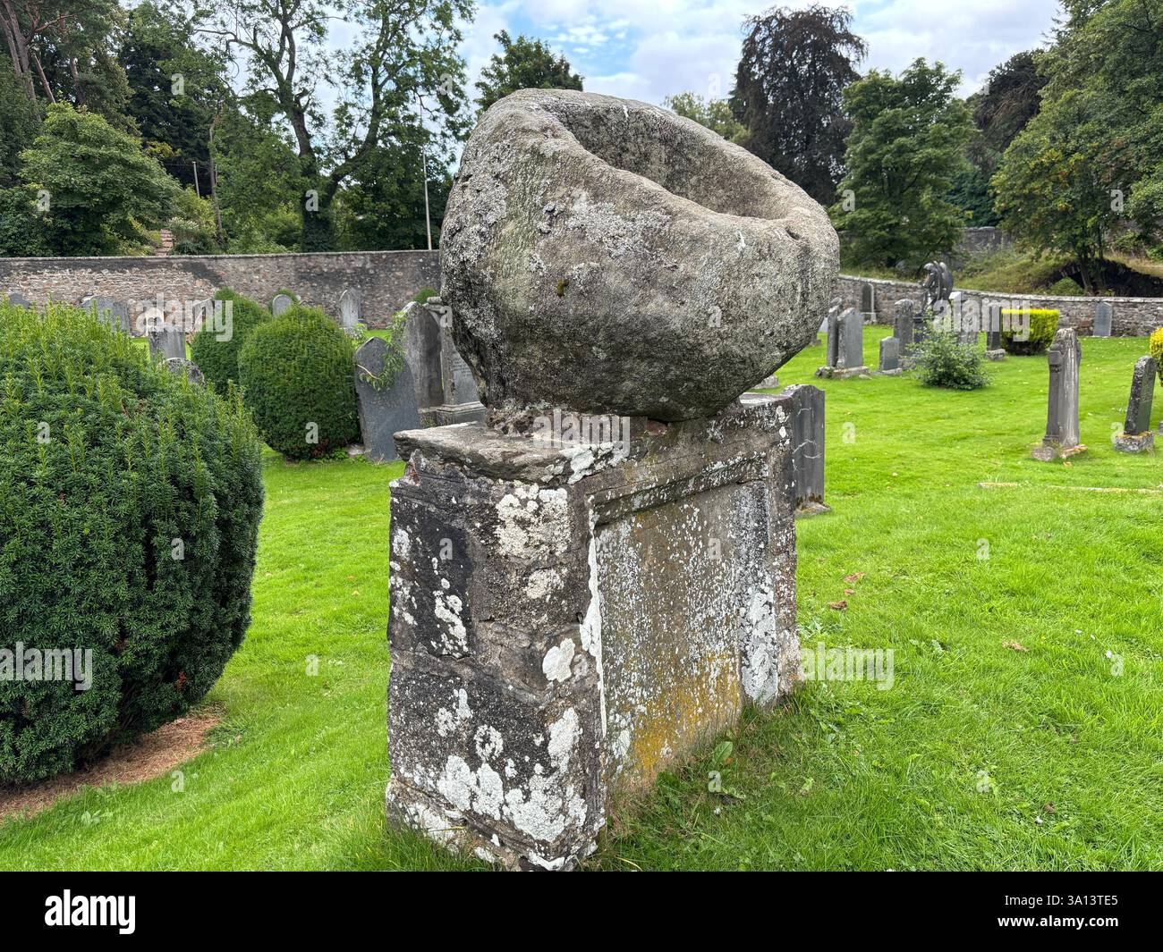 Aberlour Graveyard, Scottish Highlands. Speyside in Scotland. War memorial grave stone - Smartphone Captured Stock Image