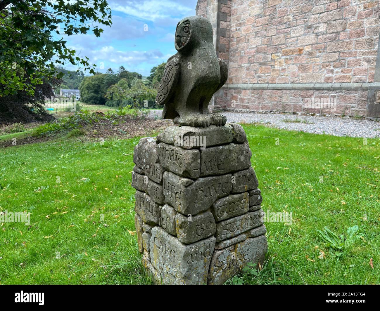 St. Margaret’s Church and graveyard in Aberlour, Scottish Highlands. Speyside in Scotland. War memorial grave stone - Smartphone Captured Stock Image