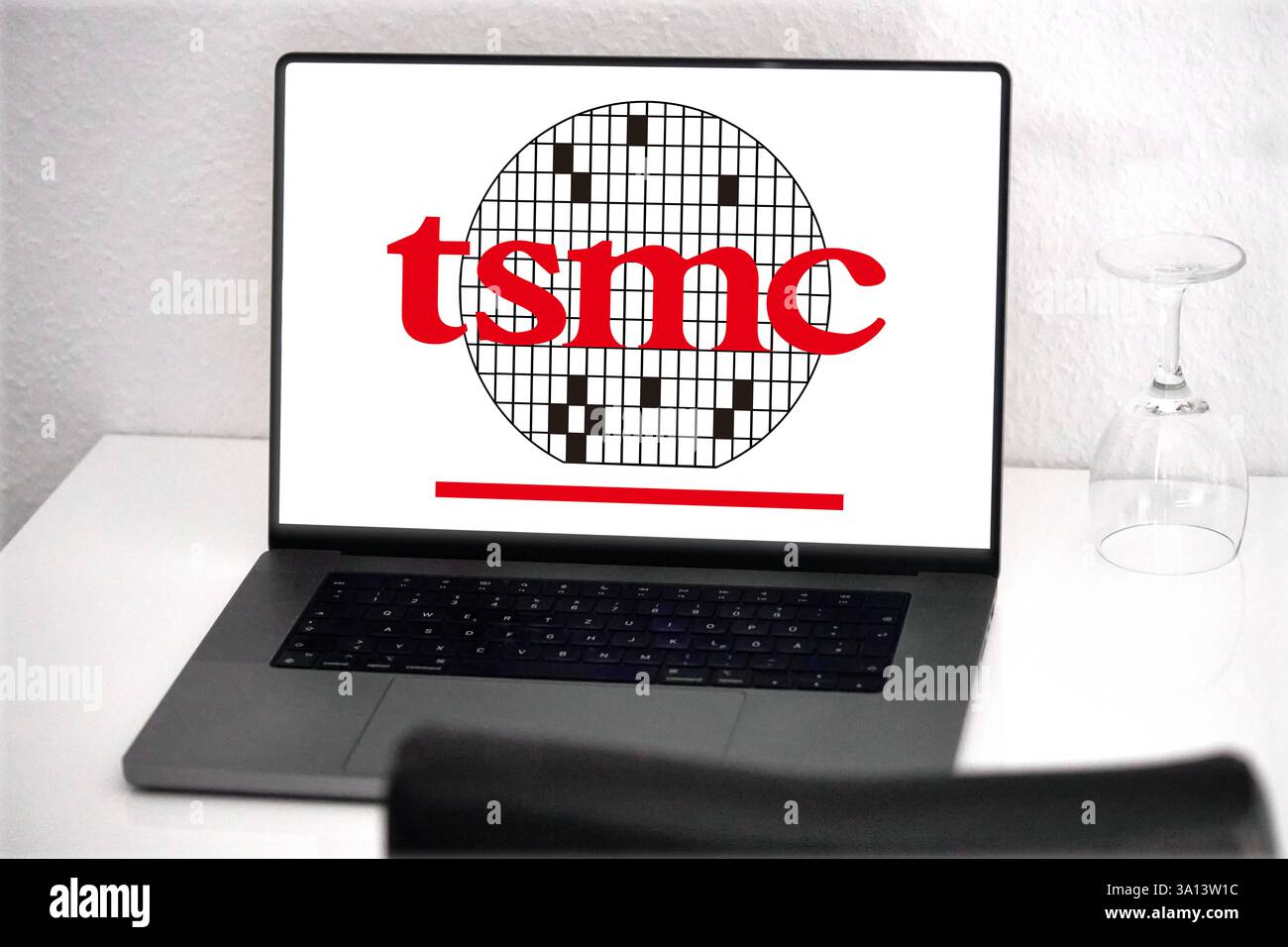Germany - March 6, 2025: PHOTOMONTAGE, A laptop shows the logo of TSMC ...