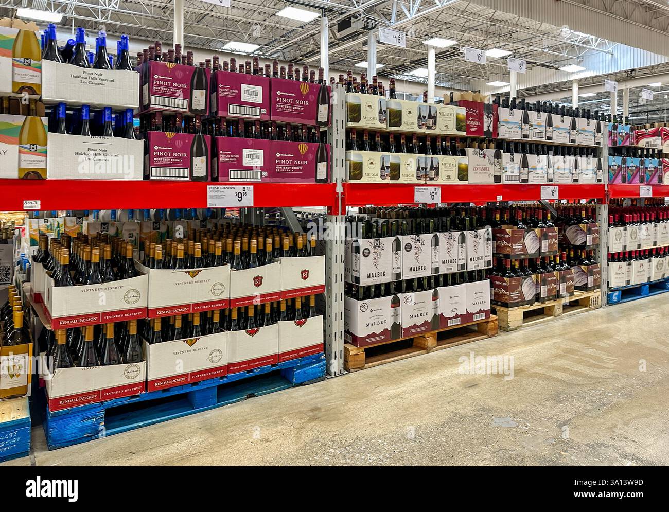 Wine selection at a Sam's Club store. Merrillville, IN USA March 6, 2025 - Smartphone Captured Stock Image