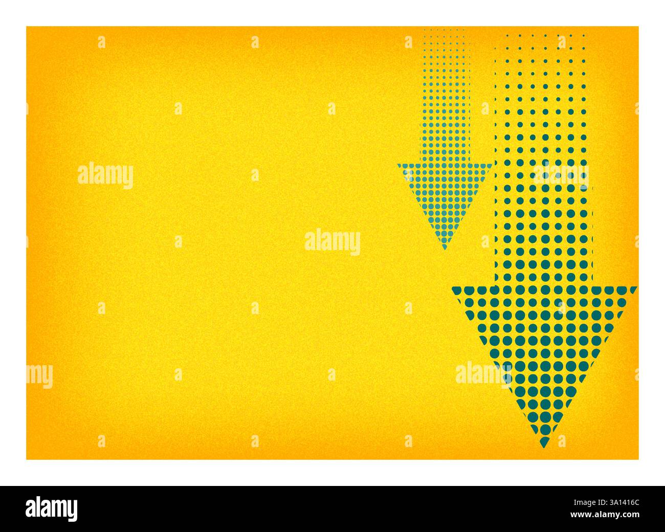 Retro pop art style blue dotted arrows on vibrant yellow background Stock Vector