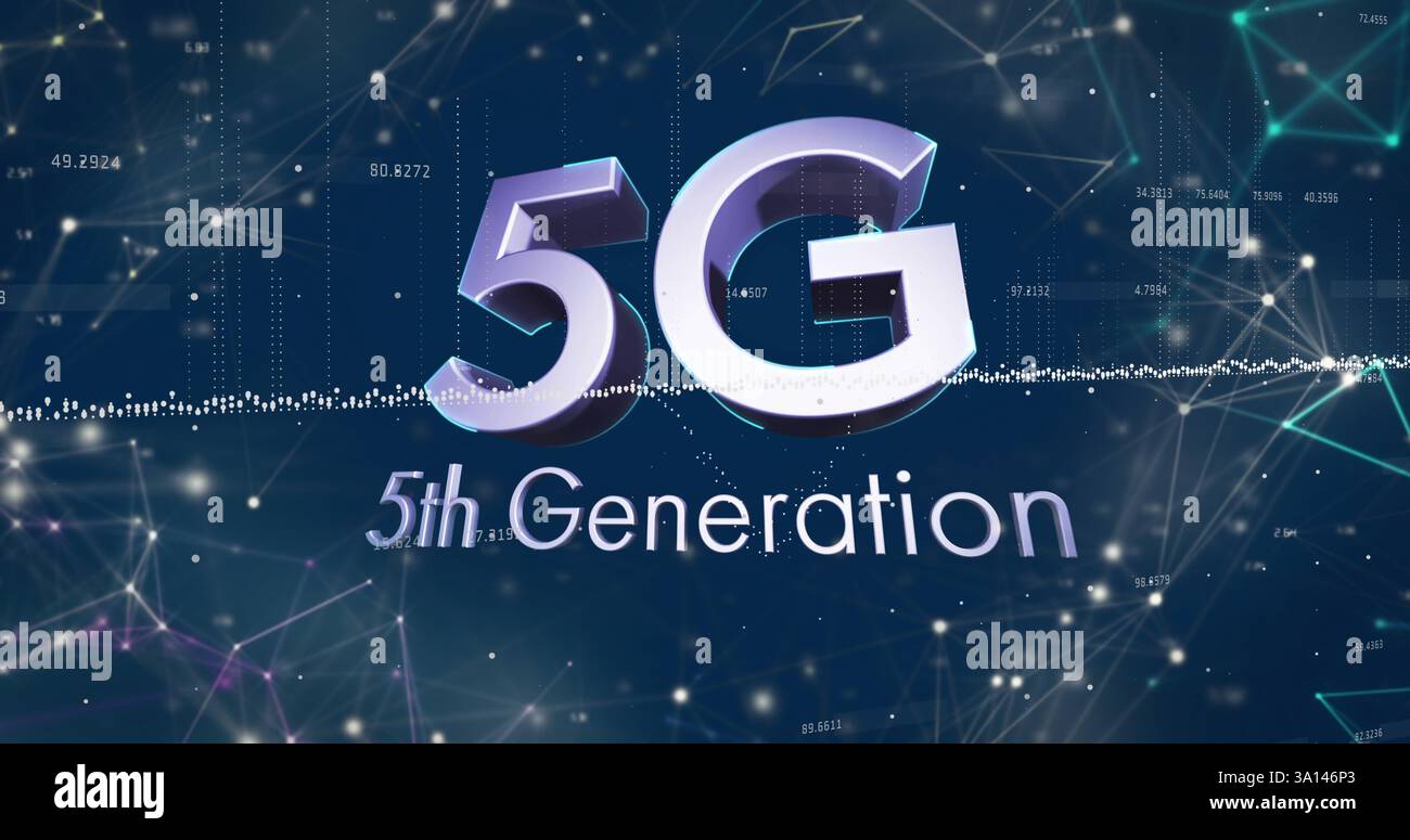 Image of network of connections over 5g 5th generation text Stock Photo ...