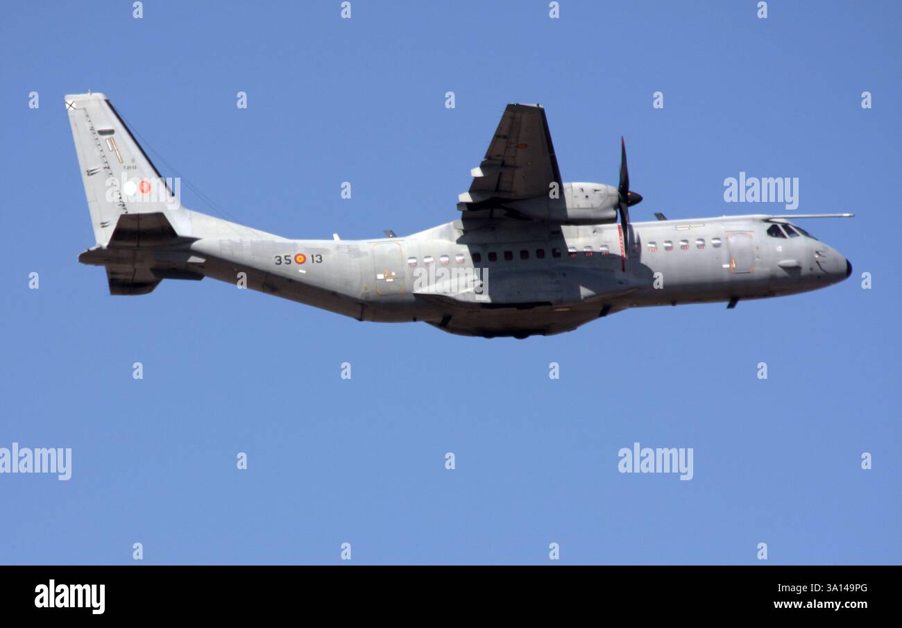 A CASA C-295M of the Spanish Air Force departs Arrecife airport Lanzarote Stock Photo