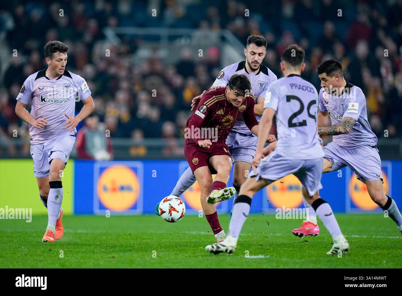 Eldor Shomurodov of AS Roma scores second goal during the UEFA Europa