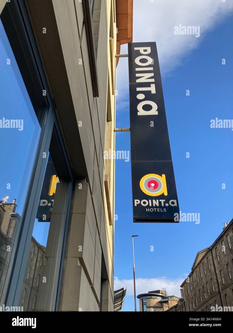 Point.a hotel sign, Edinburgh Scotland - Smartphone Captured Stock Image
