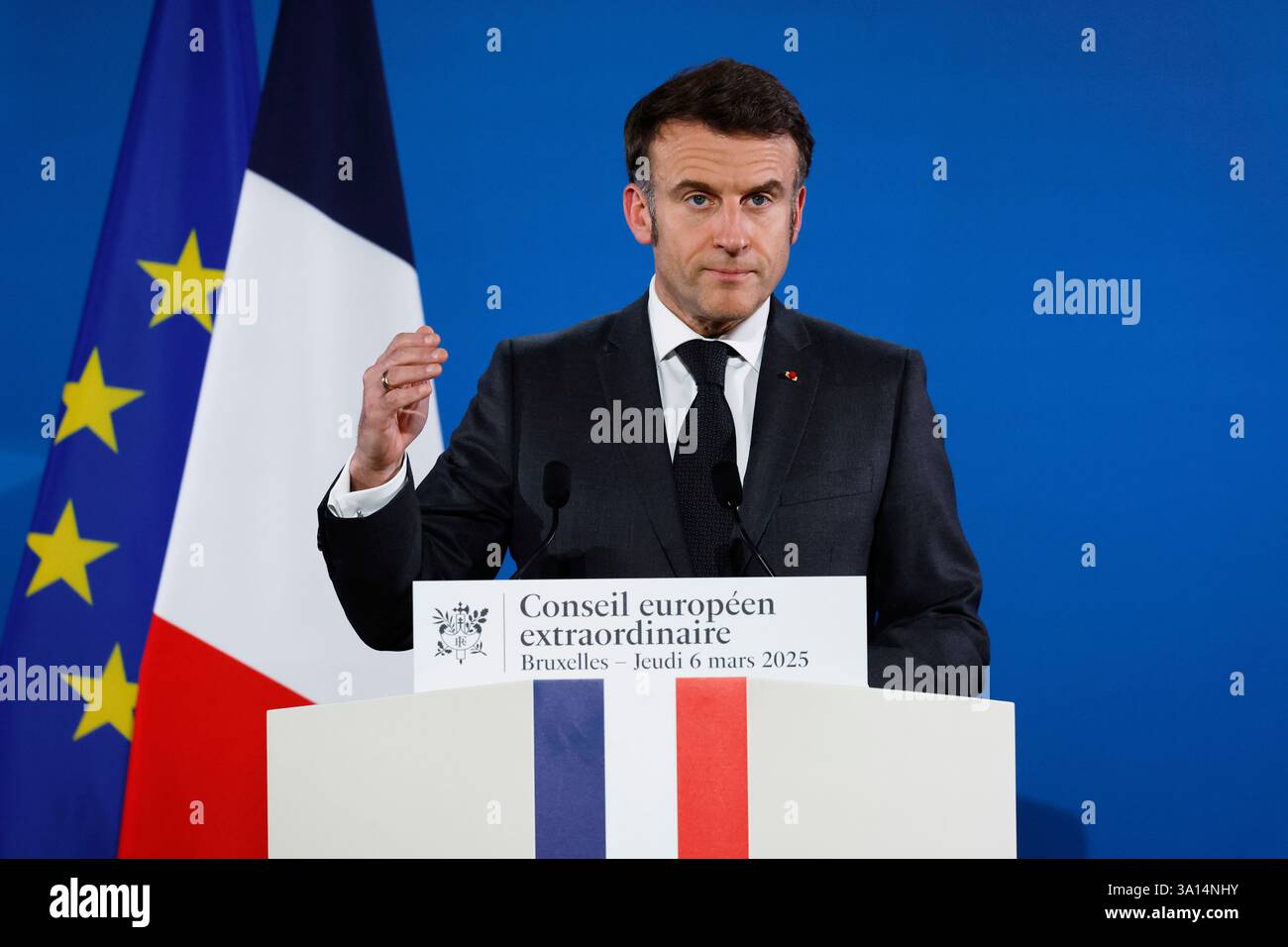 French President Emmanuel Macron Speaks During A Media Conference At An