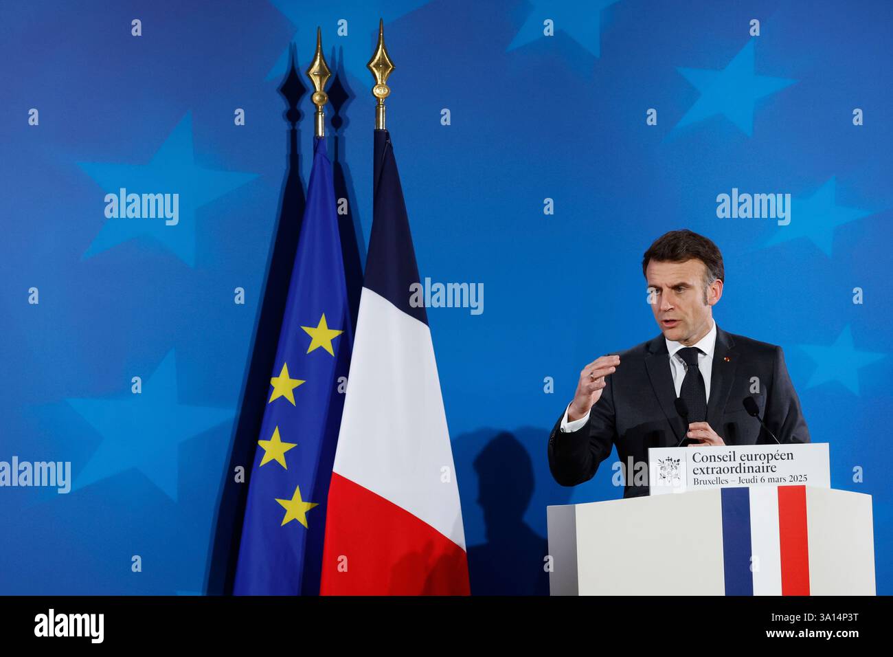 French President Emmanuel Macron Speaks During A Media Conference At An