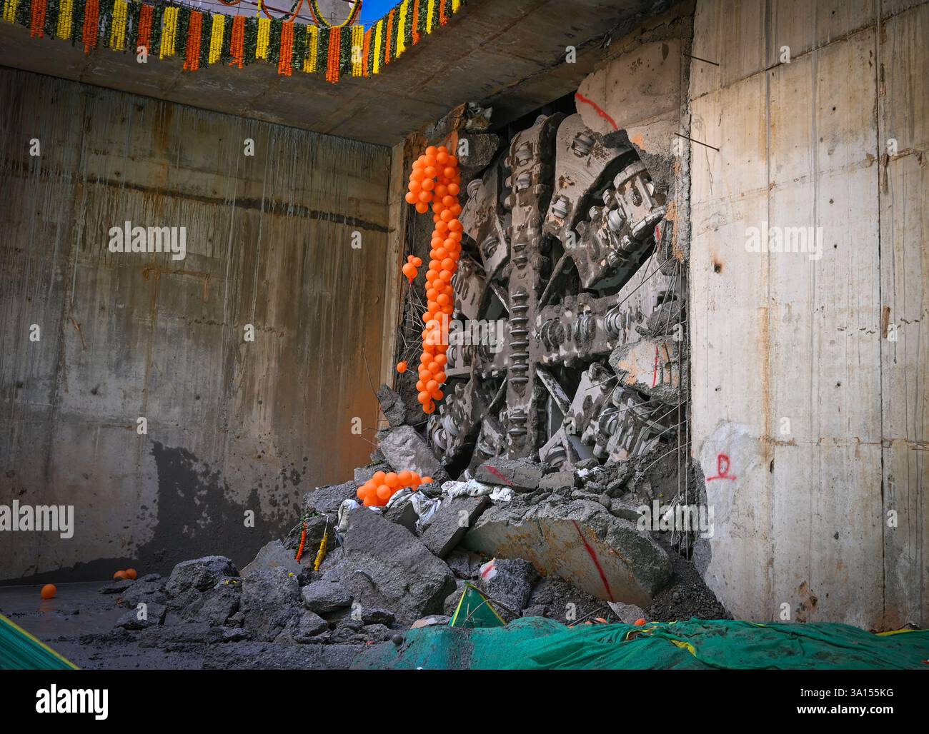NEW DELHI, INDIA - MARCH 6: A Tunnel Boring Machine makes a ...