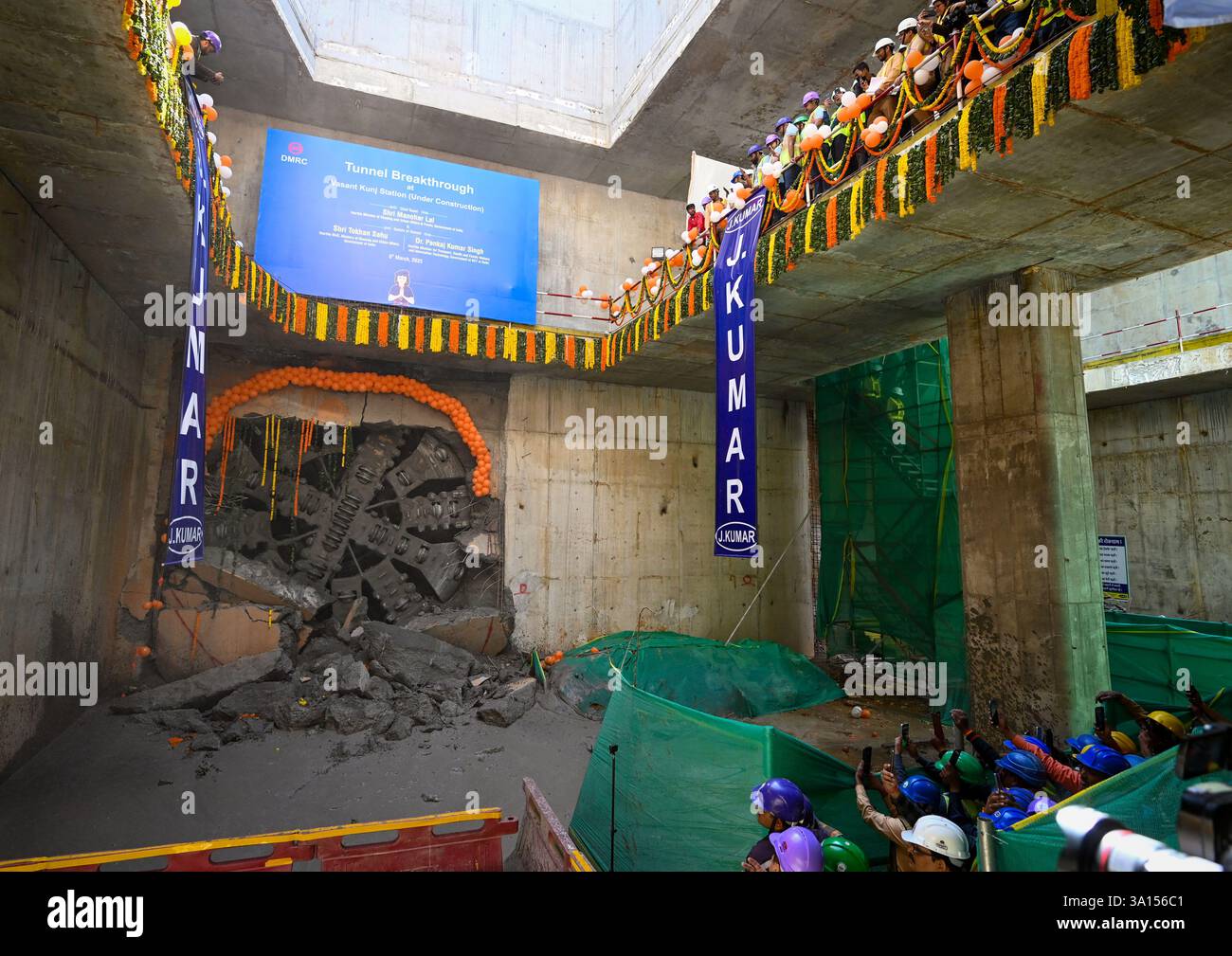 NEW DELHI, INDIA - MARCH 6: A Tunnel Boring Machine makes a ...
