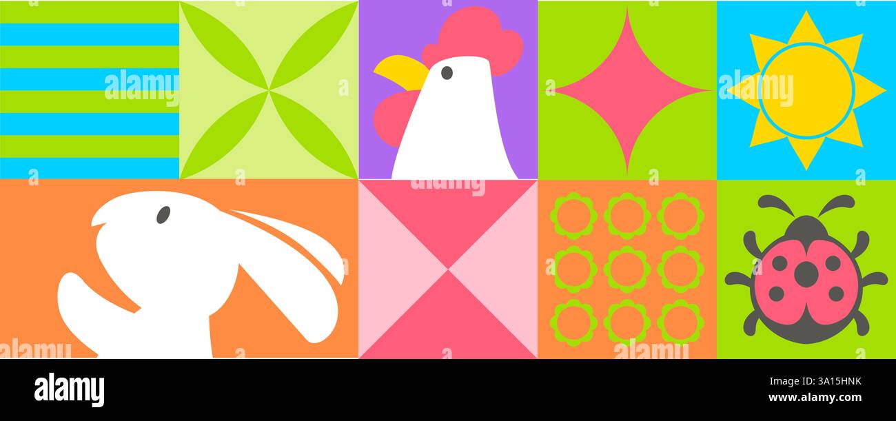 Easter Patchwork Horizontal Banner vector Stock Vector