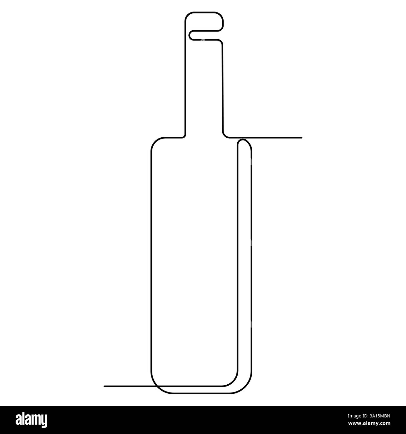 Continuous single line art drawing of wine bottle alcohol drink in ...