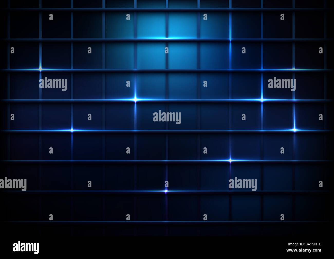 futuristic dark blue grid pattern background with glowing neon lines ...
