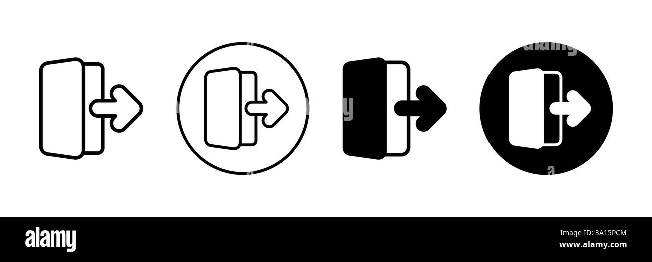 Three variations of an exit icon, perfect for digital interfaces Stock Vector