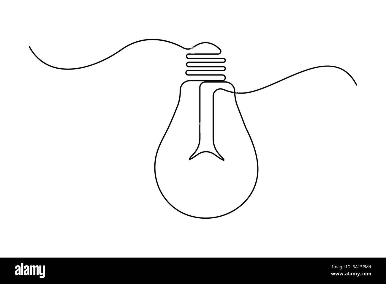 Continuous one line art drawing of electric light bulb vector ...