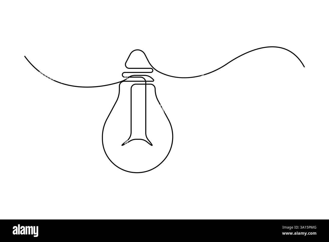 Continuous one line art drawing of electric light bulb vector ...