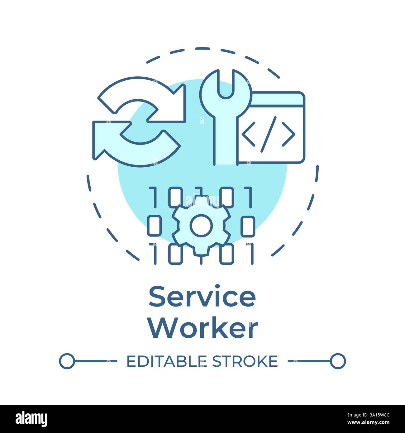 Service worker soft blue concept icon Stock Vector