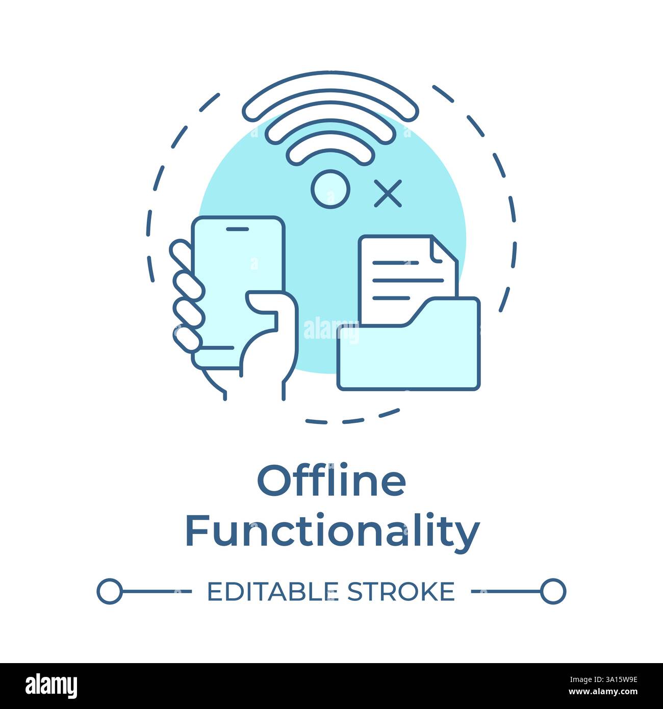 Offline functionality soft blue concept icon Stock Vector Image & Art ...