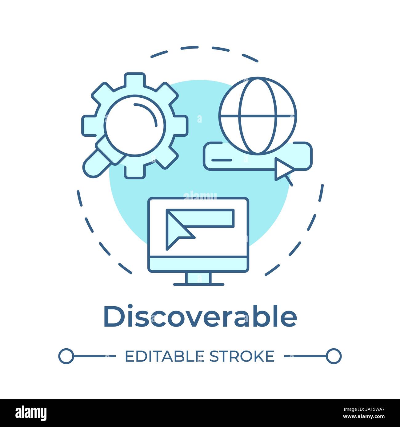 Discoverable soft blue concept icon Stock Vector