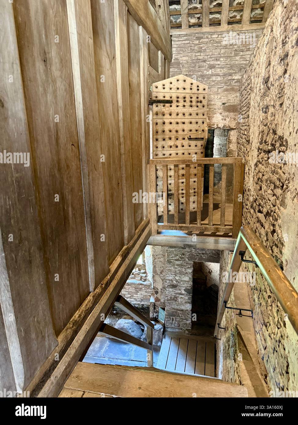 Wooden Staircase within an Historical Tudor Mansion - Smartphone Captured Stock Image