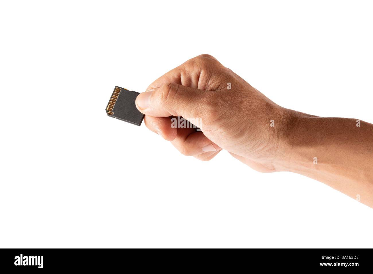 Hand holding an SD memory card isolated on white background Stock Photo ...
