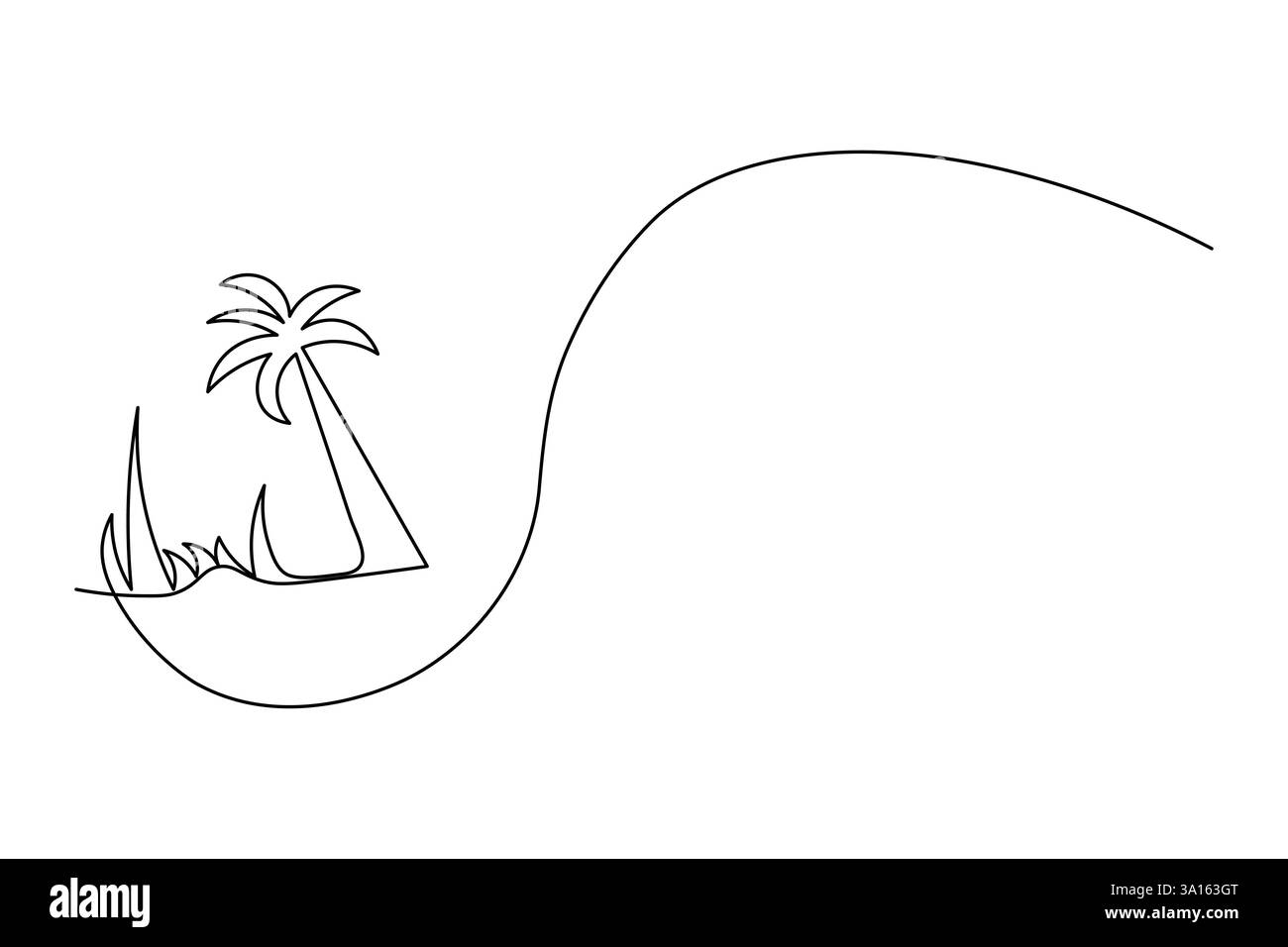 Palm tree continuous one line art vector illustration Stock Vector
