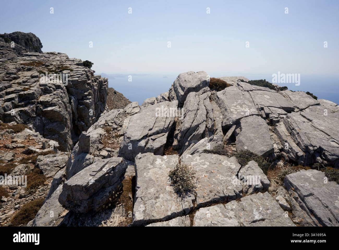Mountain ridge on Pounda, part of the Atheras range, Ikaria, Greece Stock Photo