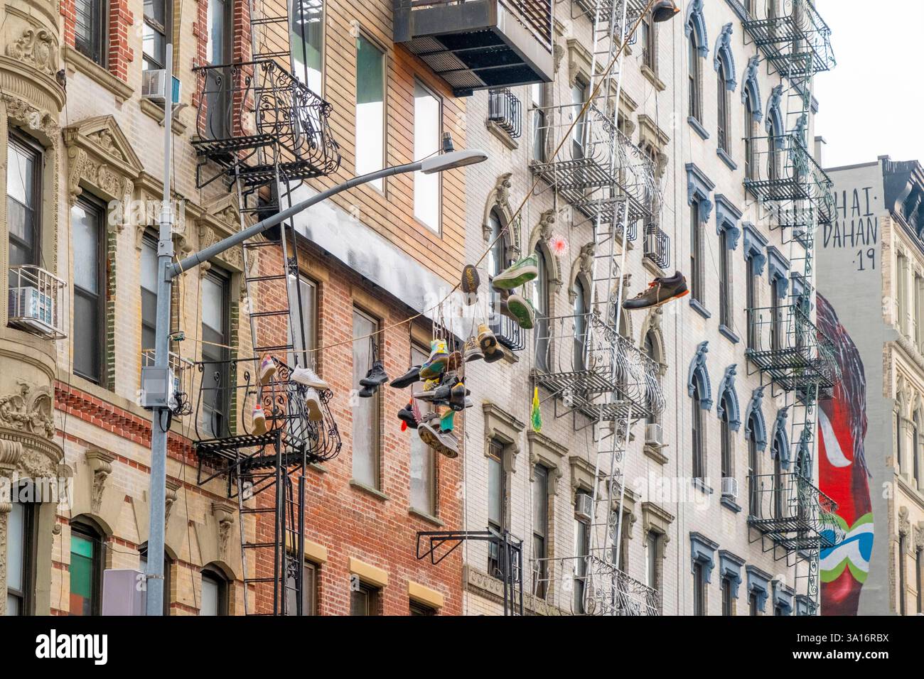 United States, New York State, New York City, Chinatown, exterior stairs Stock Photo