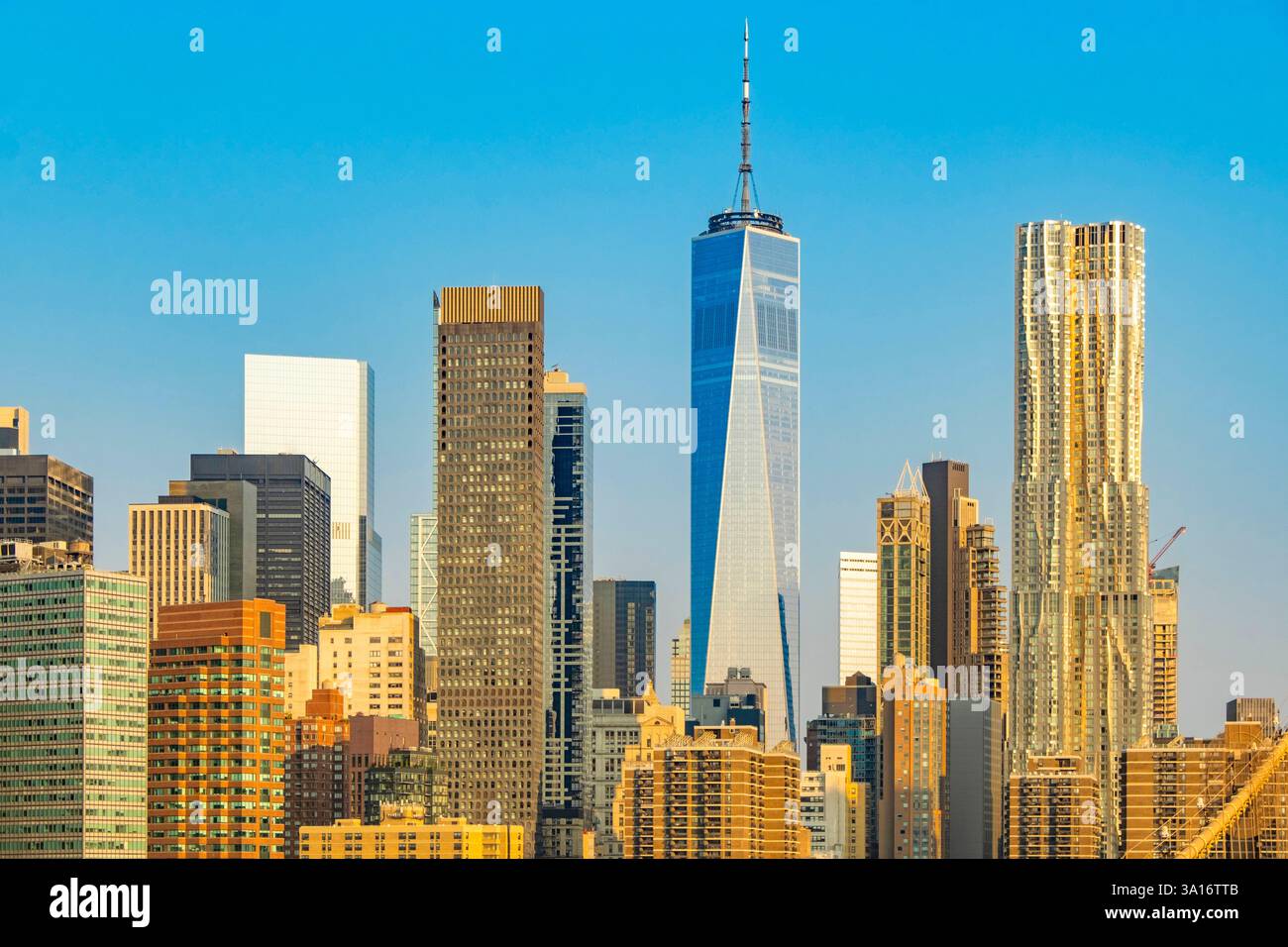 United States, New York State, New York City, Manhattan, sunrise over Lower Manhattan Stock Photo