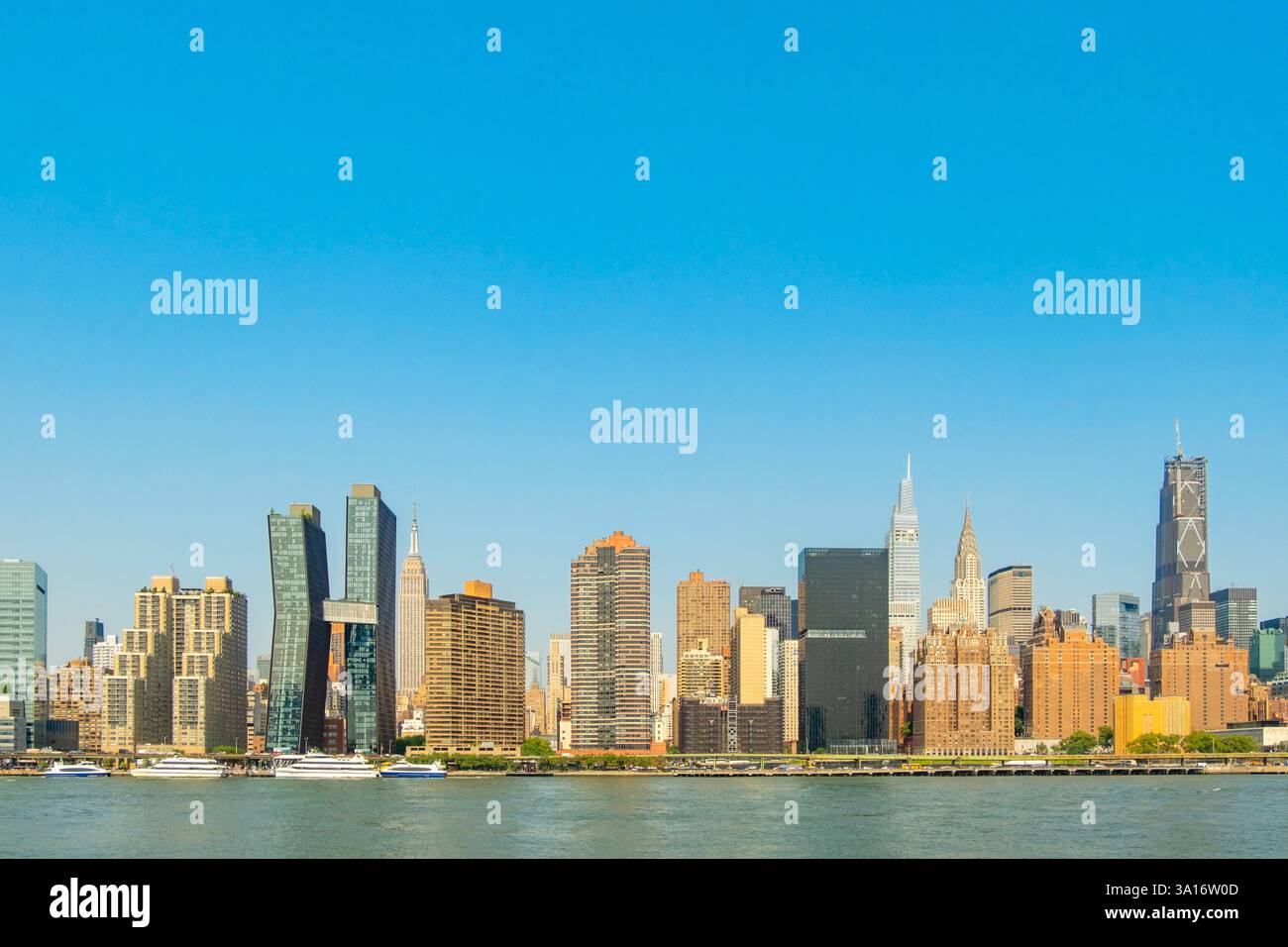 United States, New York State, New York City, sailing along the East River with the New York Ferry, Midtown Manhattan Stock Photo