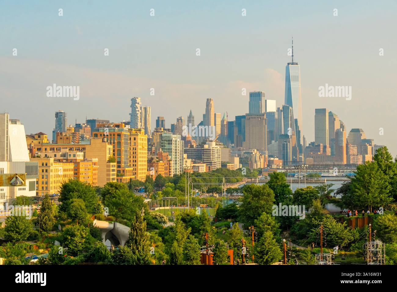 United States, New York State, New York City, Manhattan, Chelsea, Little Island and Lower Manhattan Stock Photo