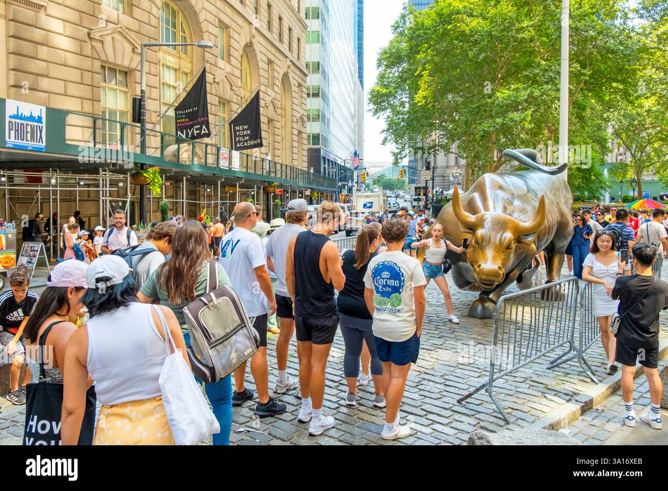 United States, New York State, New York City, Manhattan, Financial District, Arturo di Monica's bronze bull on Bowling Green Stock Photo