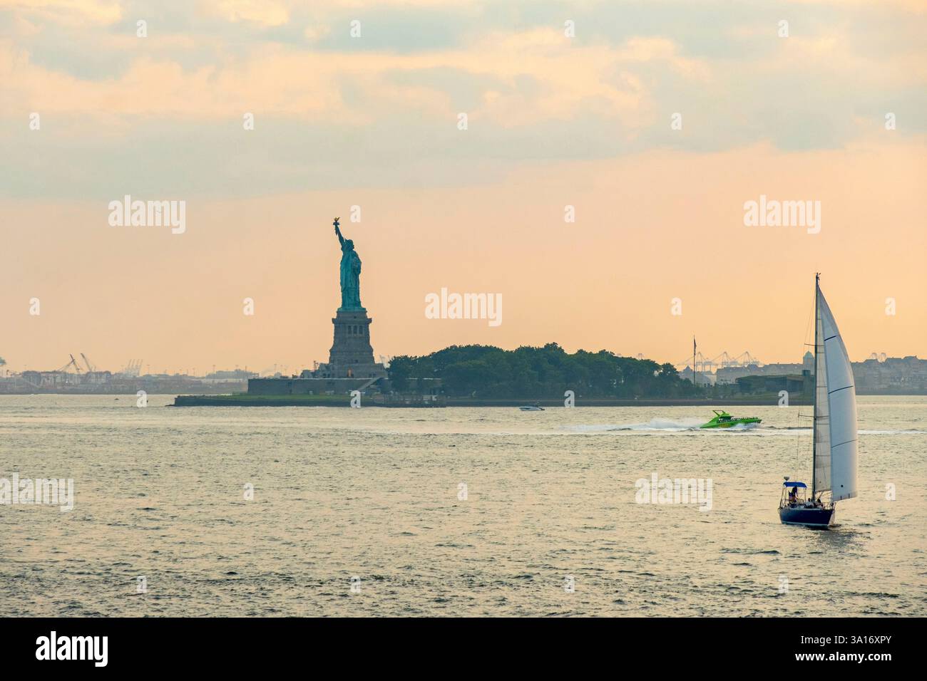 United States, New York State, New York City, view of the Statue of Liberty from the Staten Island ferry Stock Photo