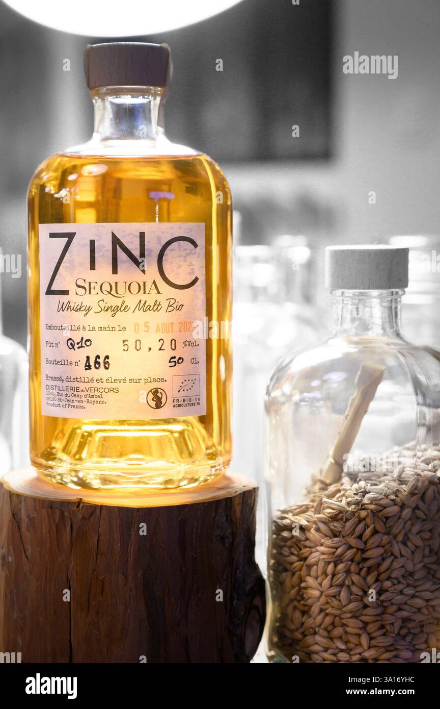 France, Drome, Romans sur Isere, Zinc whisky Stock Photo